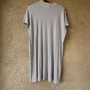 Just Female black and White Striped ribbed dress